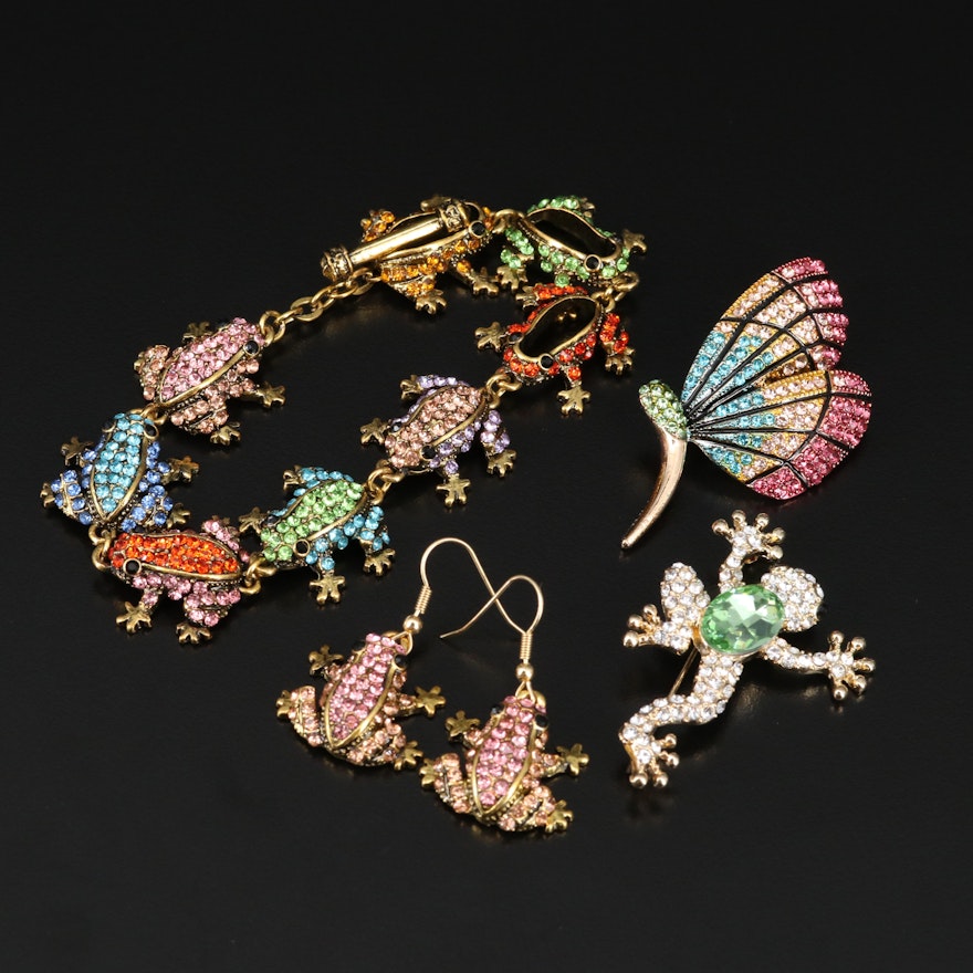 Assorted Frog and Butterfly Themed Jewelry