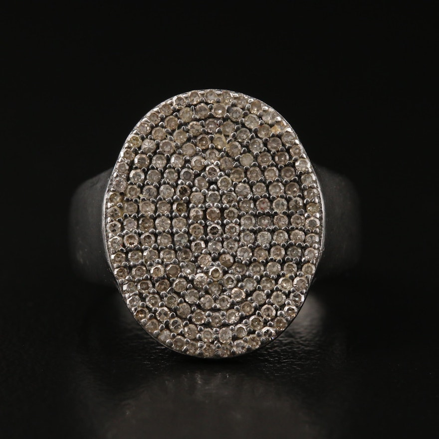 Sterling Silver Diamond Flat Head Ring