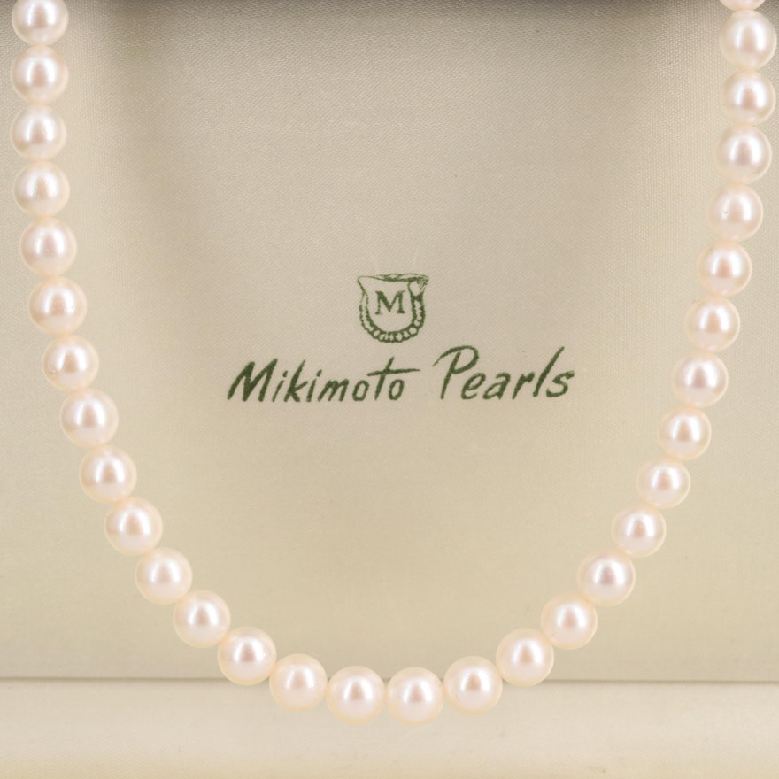 Mikimoto Pearl Strand Necklace with Sterling Clasp