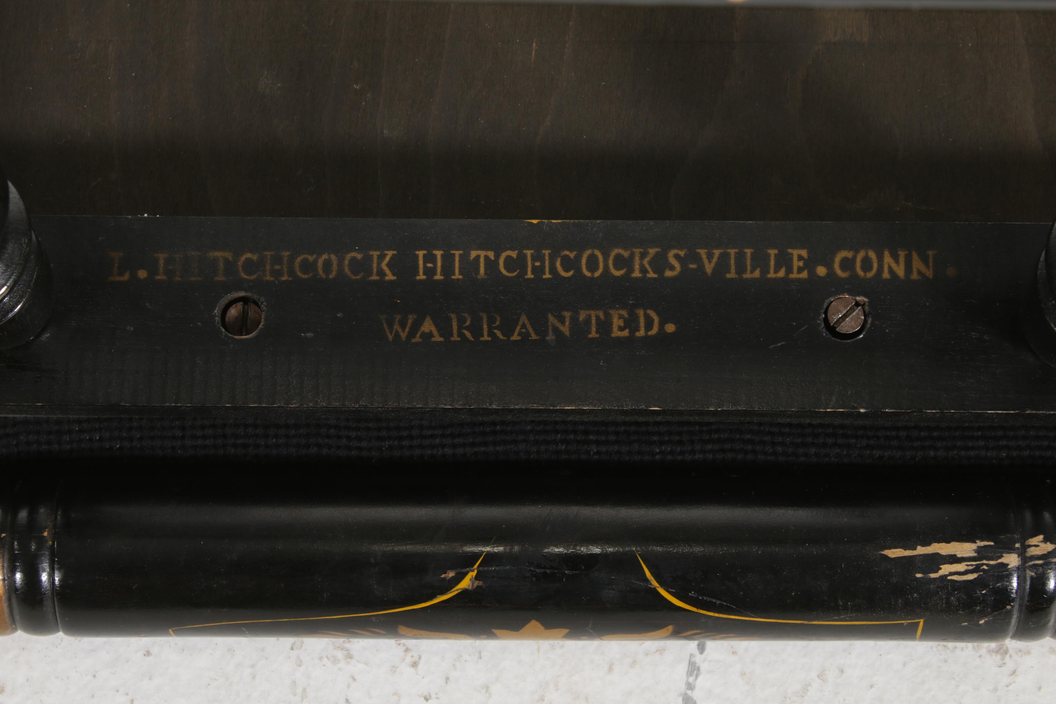 Hitchcock Stencil-Painted Black Stool with Needlepoint Seat, Mid-20th Century