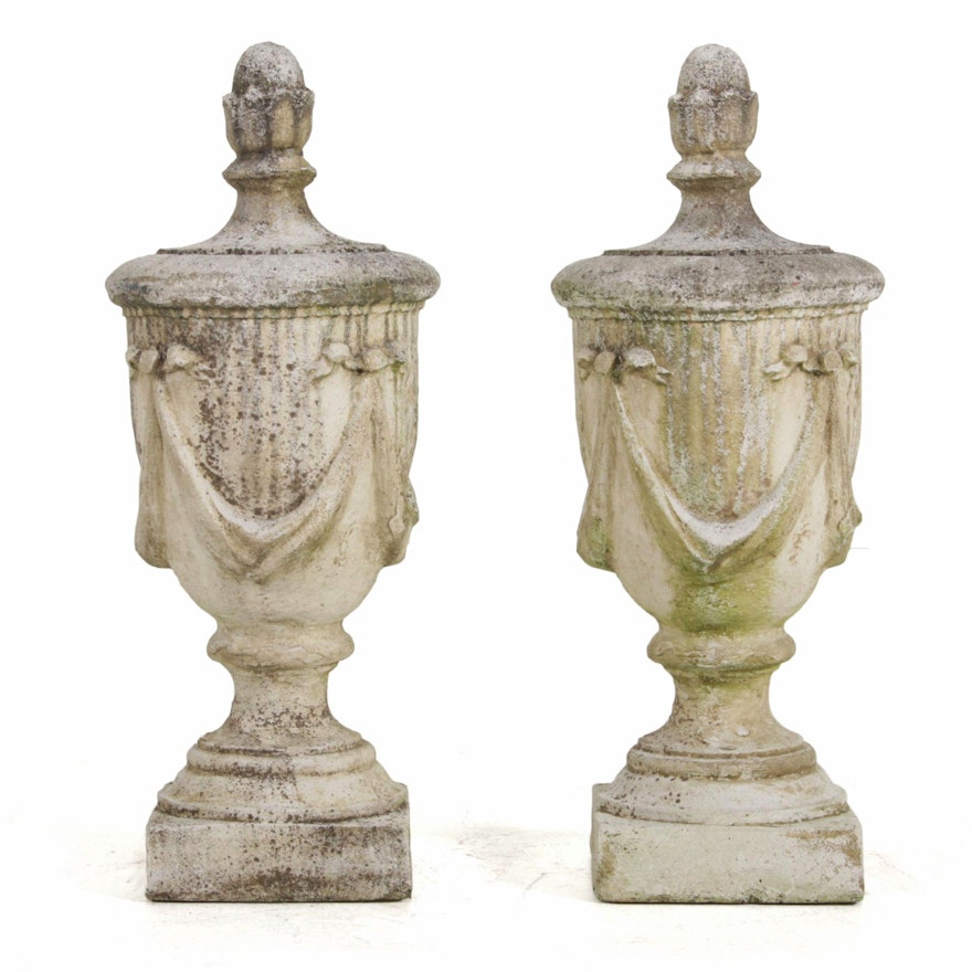 Neoclassical Cast Concrete Garden Urns