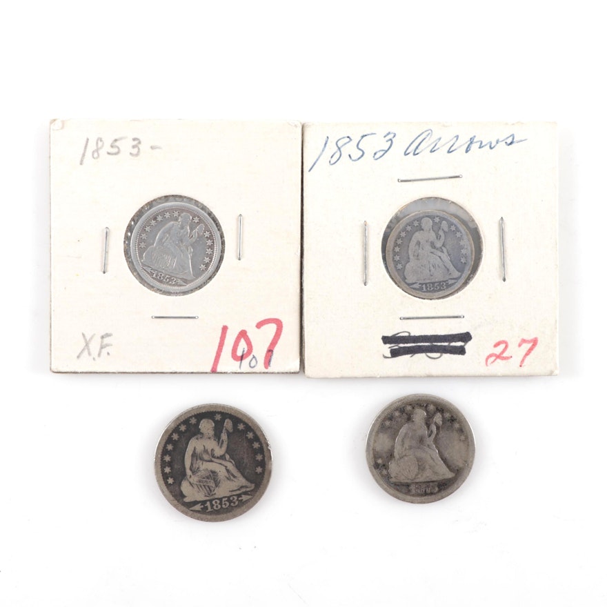 Assortment of Liberty Seated Coins, Including 20-Cent Coin