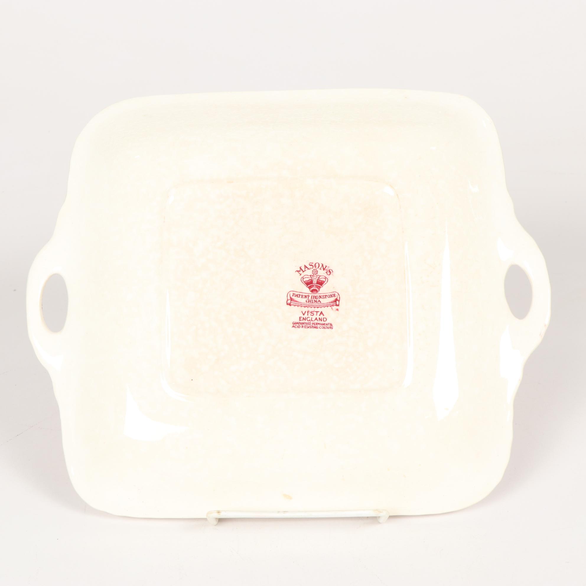 Mason's "Vista" Pink Transferware Ironstone Dinnerware, Mid-20th Century