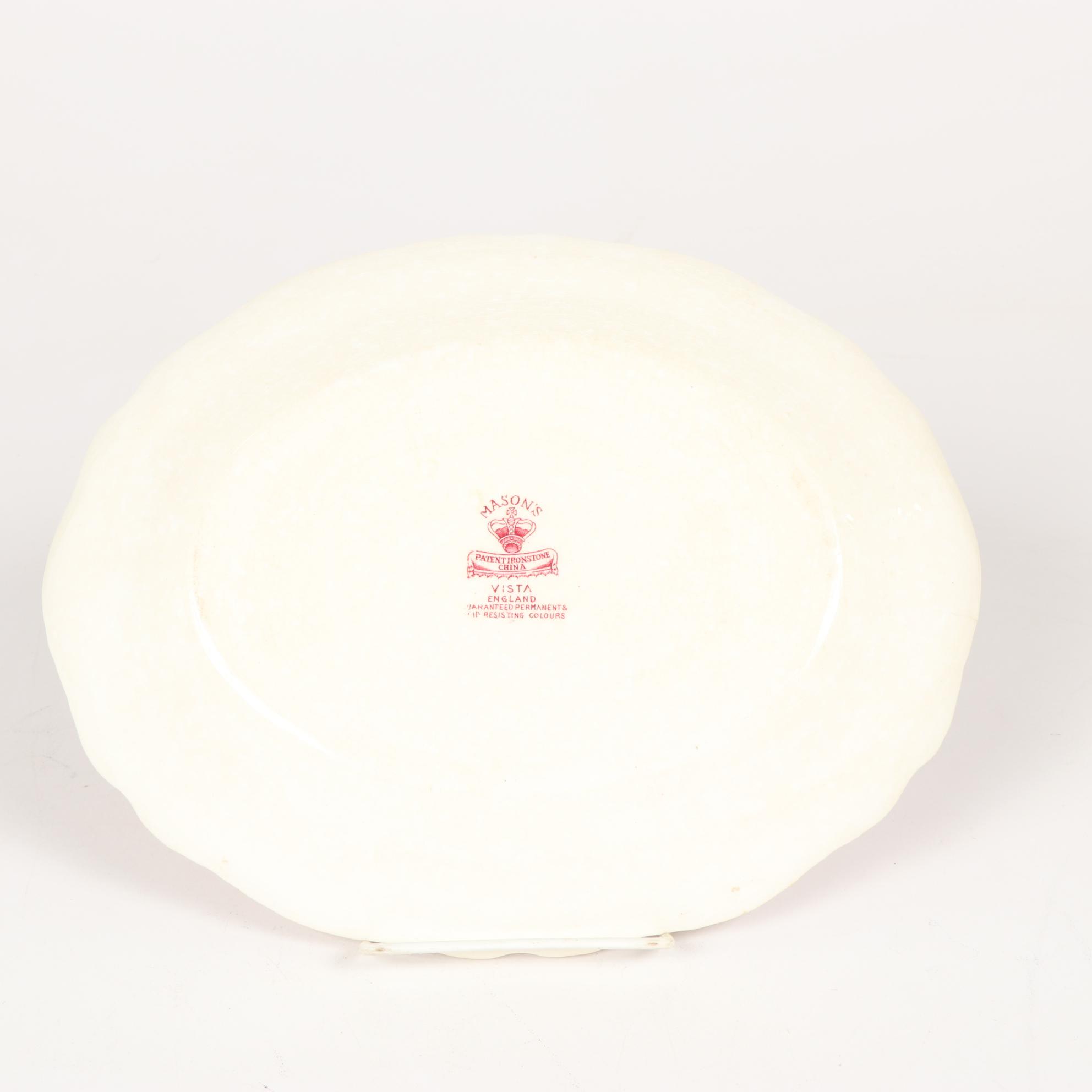 Mason's "Vista" Pink Transferware Ironstone Dinnerware, Mid-20th Century