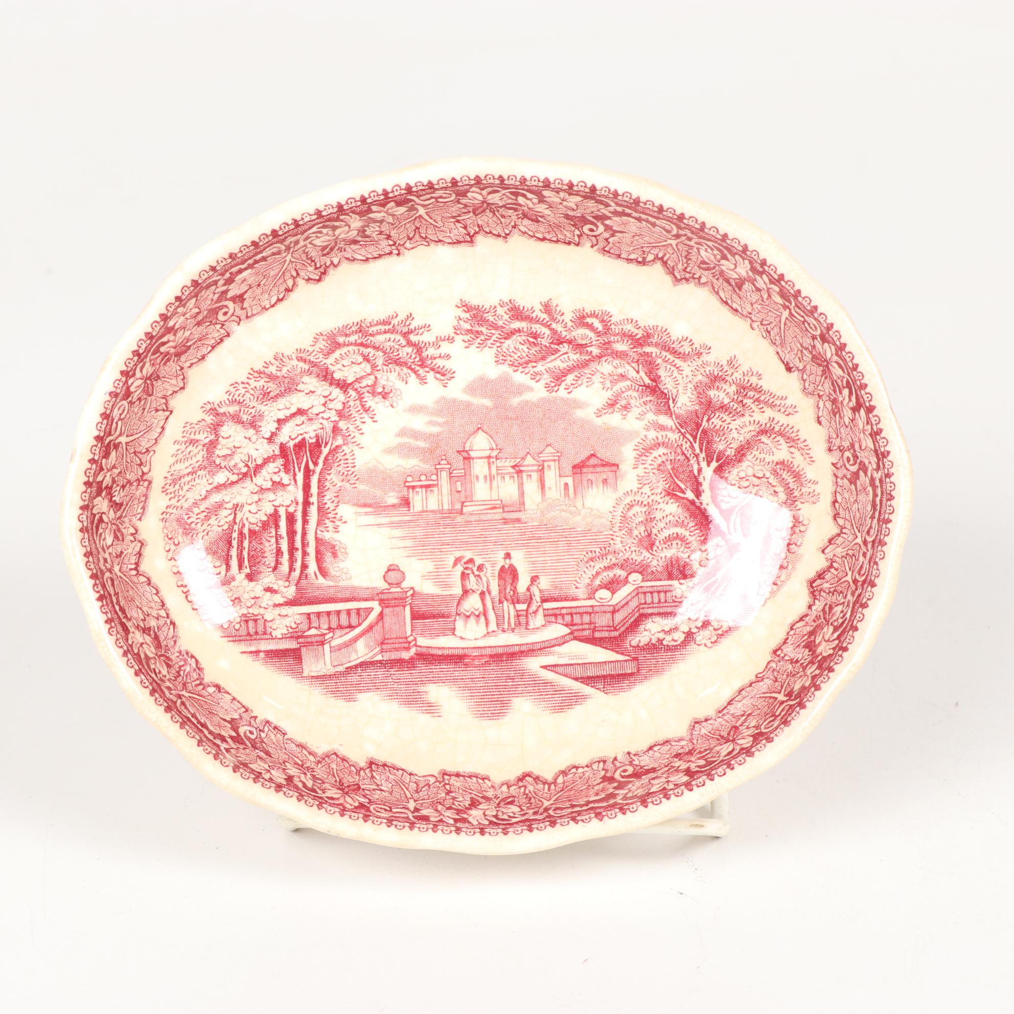 Mason's "Vista" Pink Transferware Ironstone Dinnerware, Mid-20th Century