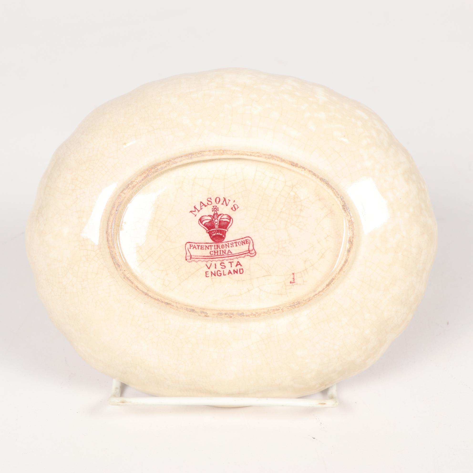 Mason's "Vista" Pink Transferware Ironstone Dinnerware, Mid-20th Century