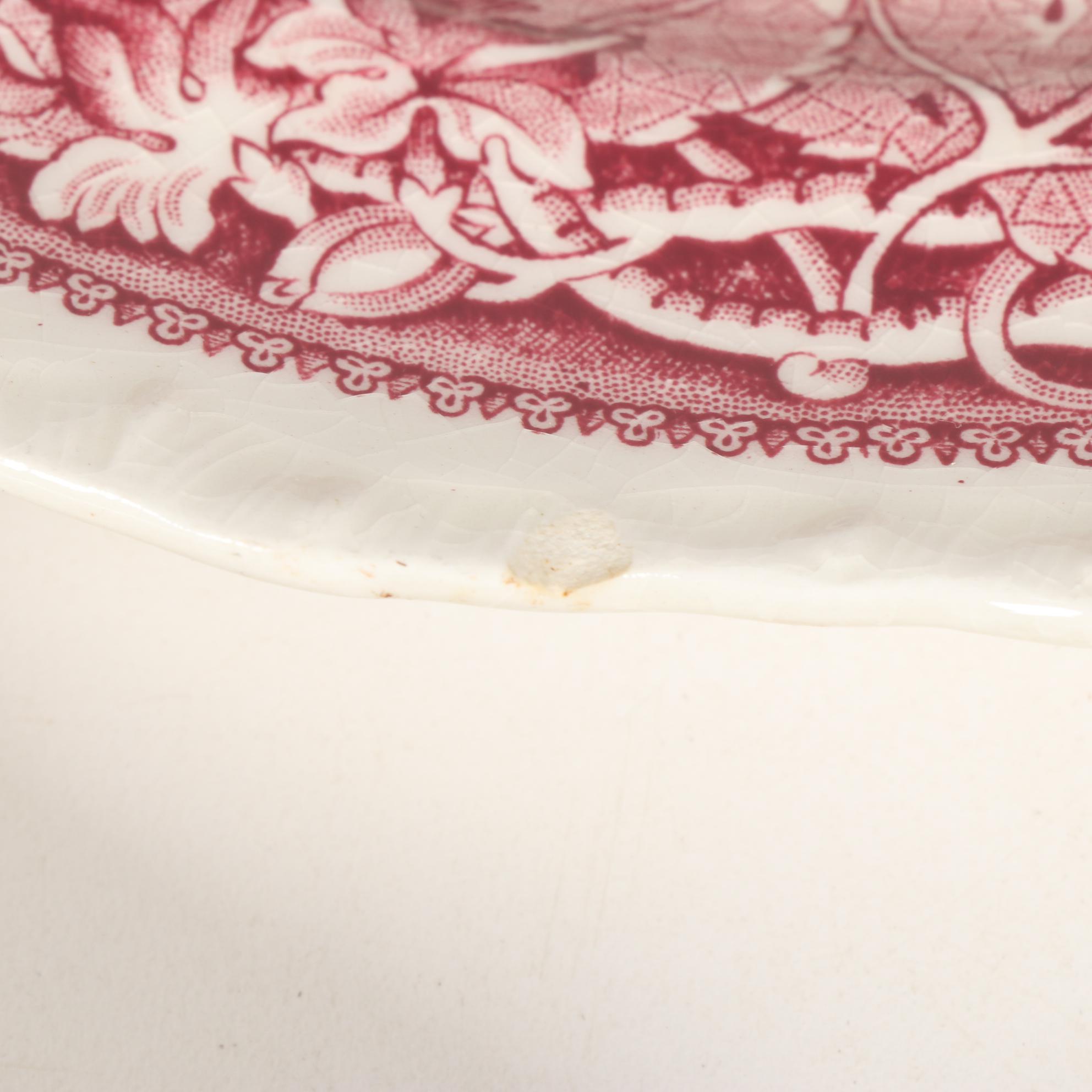 Mason's "Vista" Pink Transferware Ironstone Dinnerware, Mid-20th Century