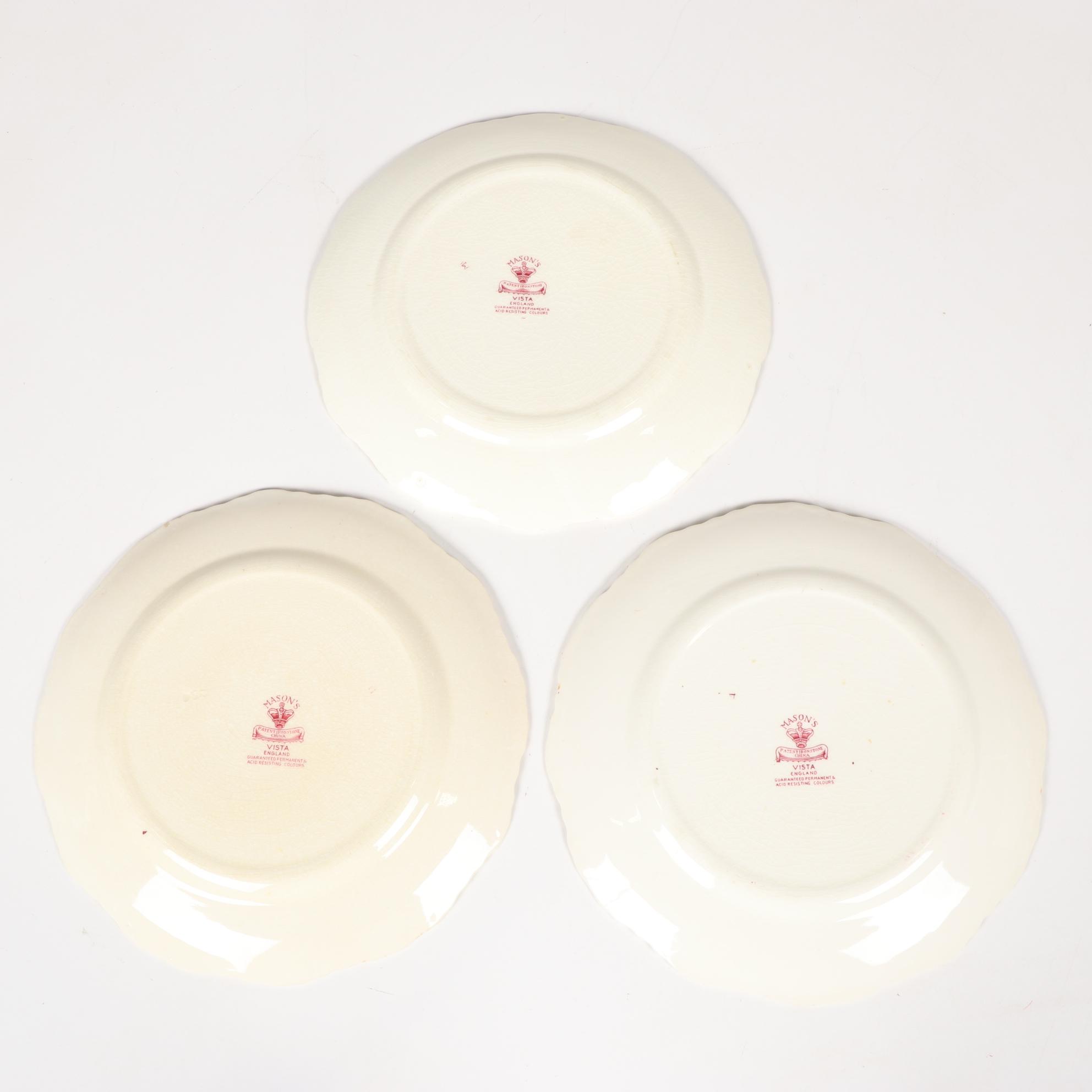 Mason's "Vista" Pink Transferware Ironstone Dinnerware, Mid-20th Century