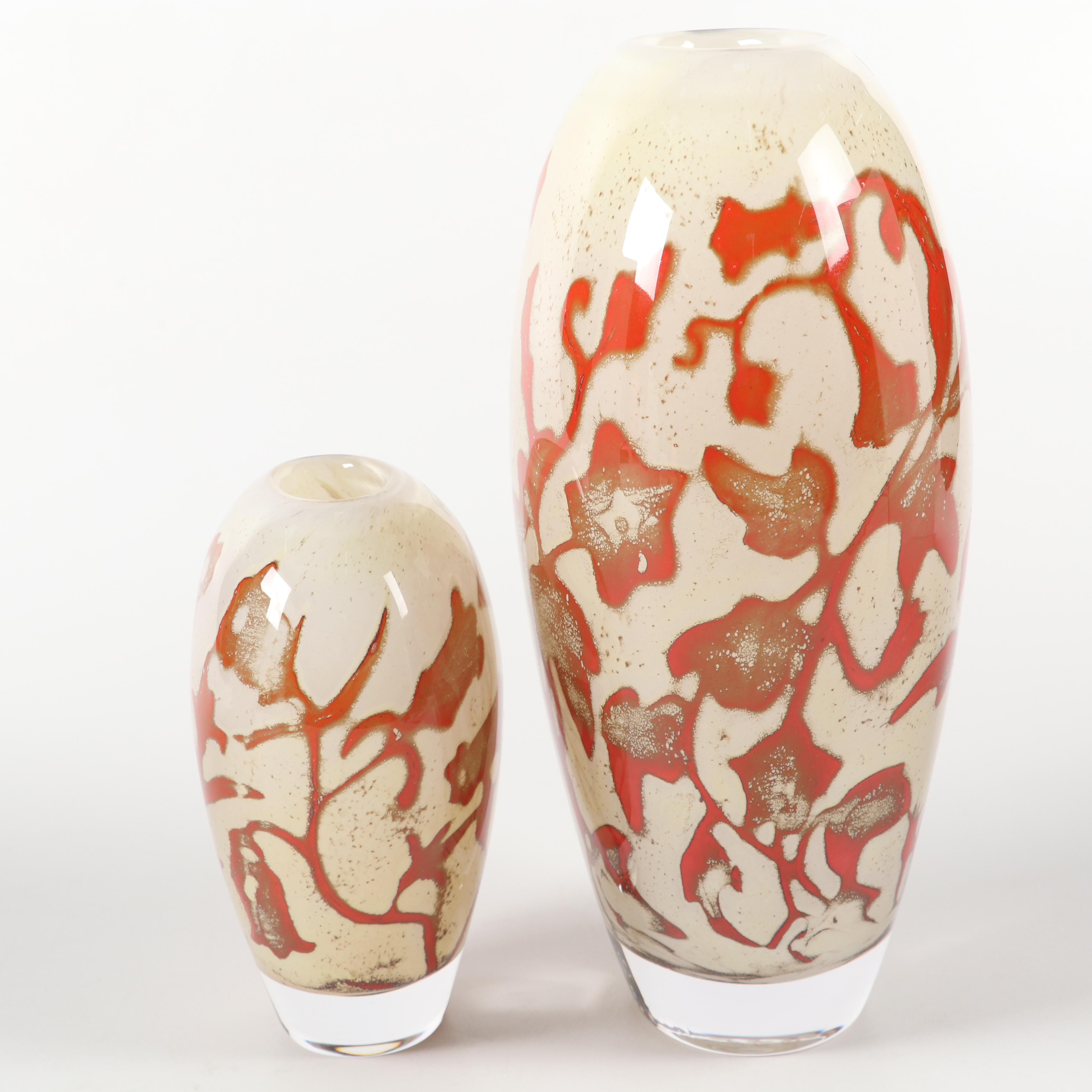 Olle Brozén for Kosta Boda "Floating Flowers" Art Glass Vases