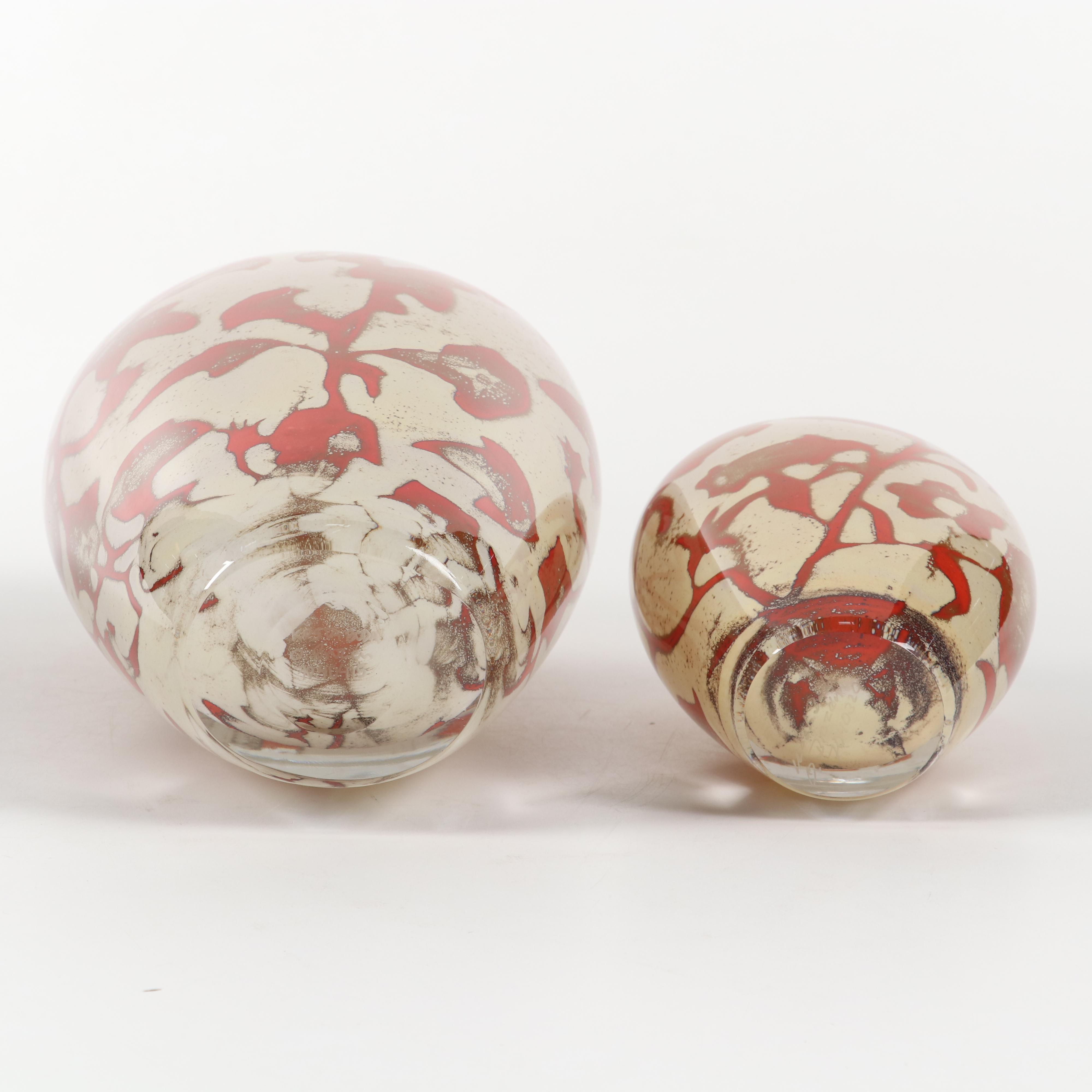 Olle Brozén for Kosta Boda "Floating Flowers" Art Glass Vases