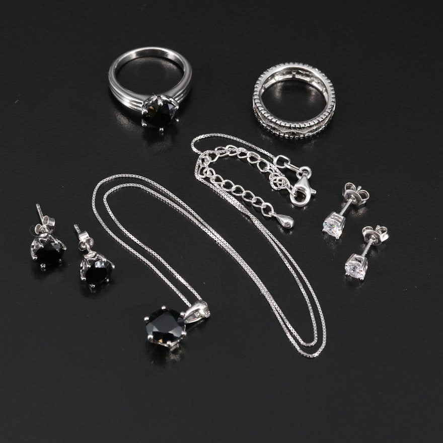 Sterling Silver Jewelry Featuring Spinel and Cubic Zirconia