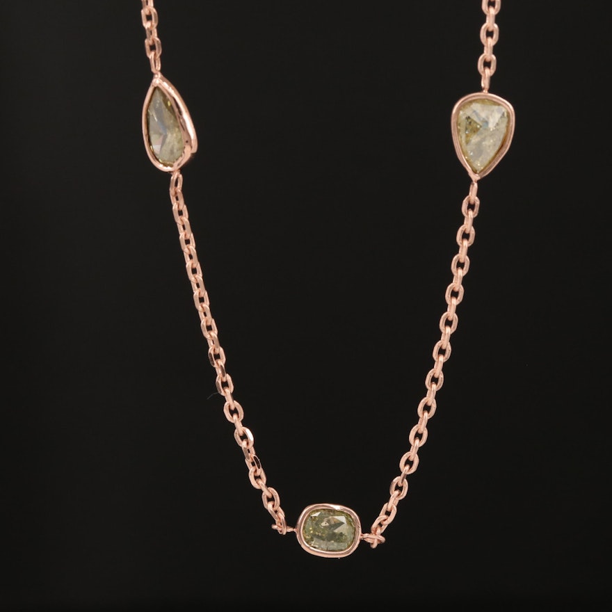 14K Rose Gold 2.99 CTW Diamond Station Necklace