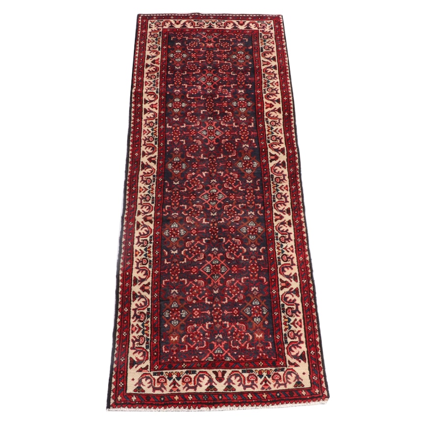 3'8 x 10'0 Hand-Knotted Persian Hamadan Wool Long Rug