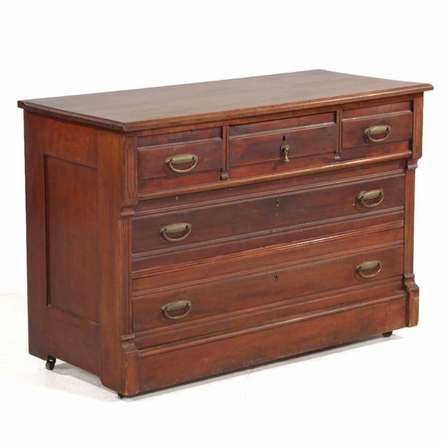 Victorian Walnut Chest of Drawers, Late 19th Century