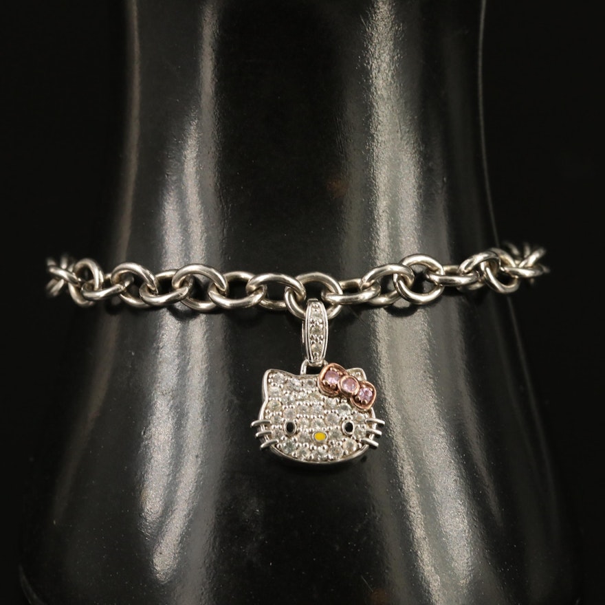 Hello Kitty Sterling Sapphire and Enamel Bracelet