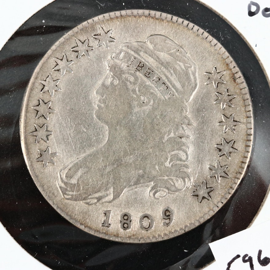 1809 Capped Bust Silver Half Dollar, Lettered Edge