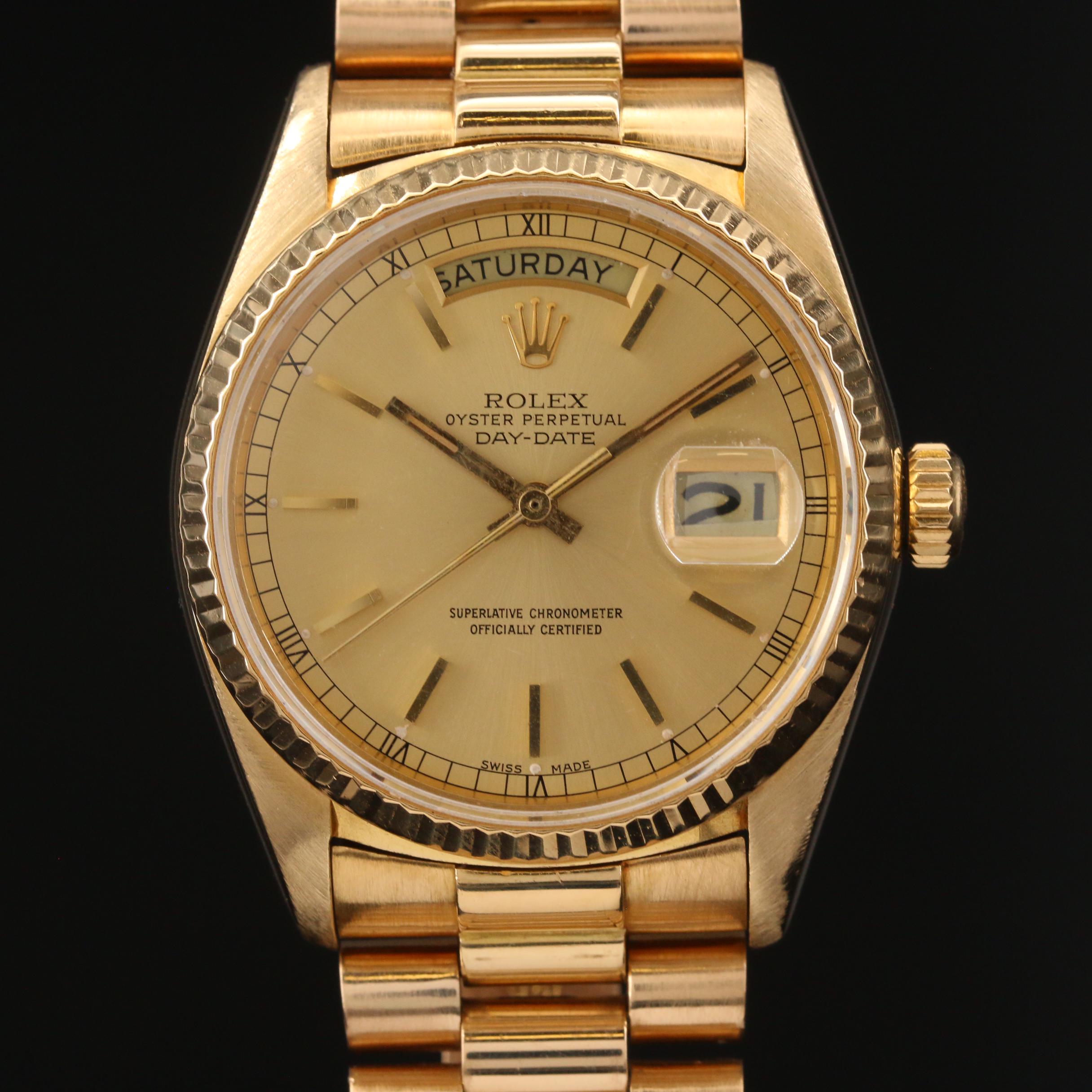 1990 Rolex Day-Date President 18K Gold Automatic Watch