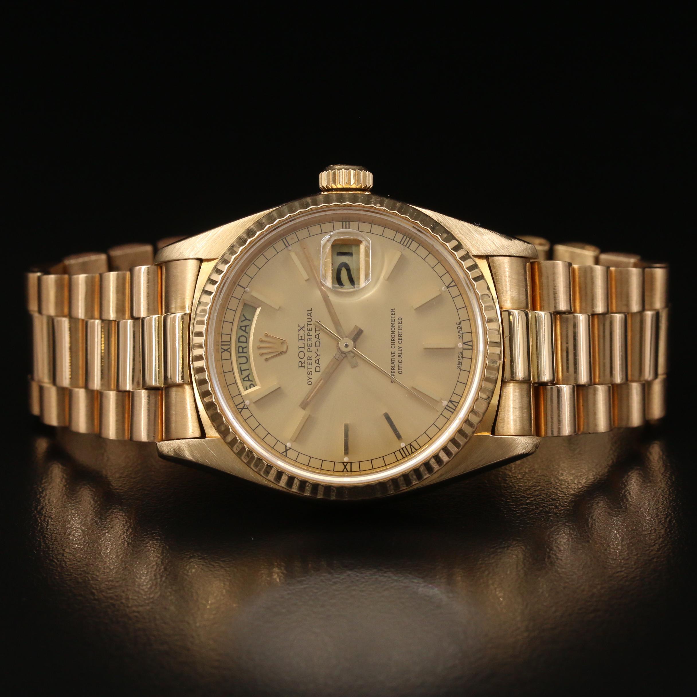 1990 Rolex Day-Date President 18K Gold Automatic Watch