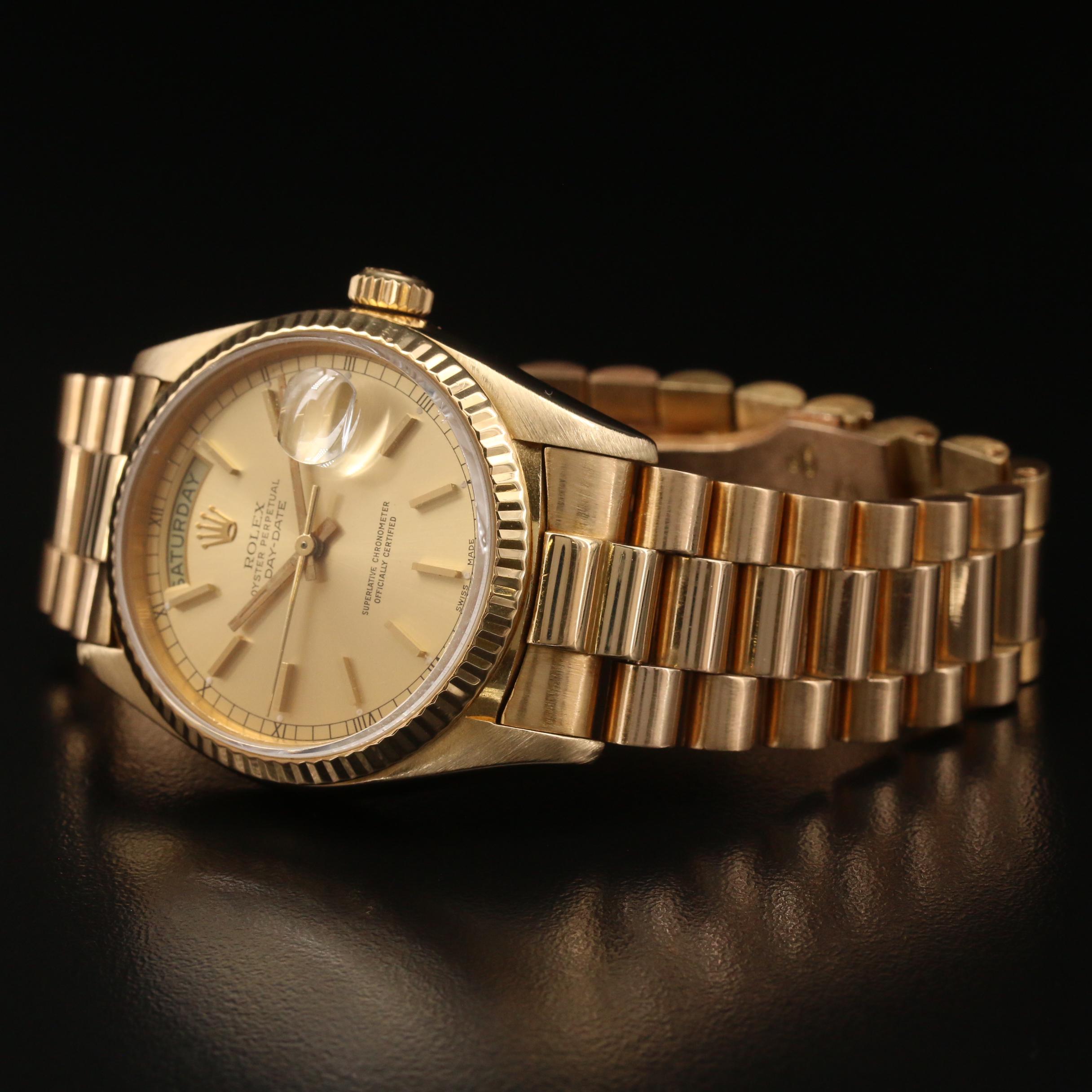1990 Rolex Day-Date President 18K Gold Automatic Watch