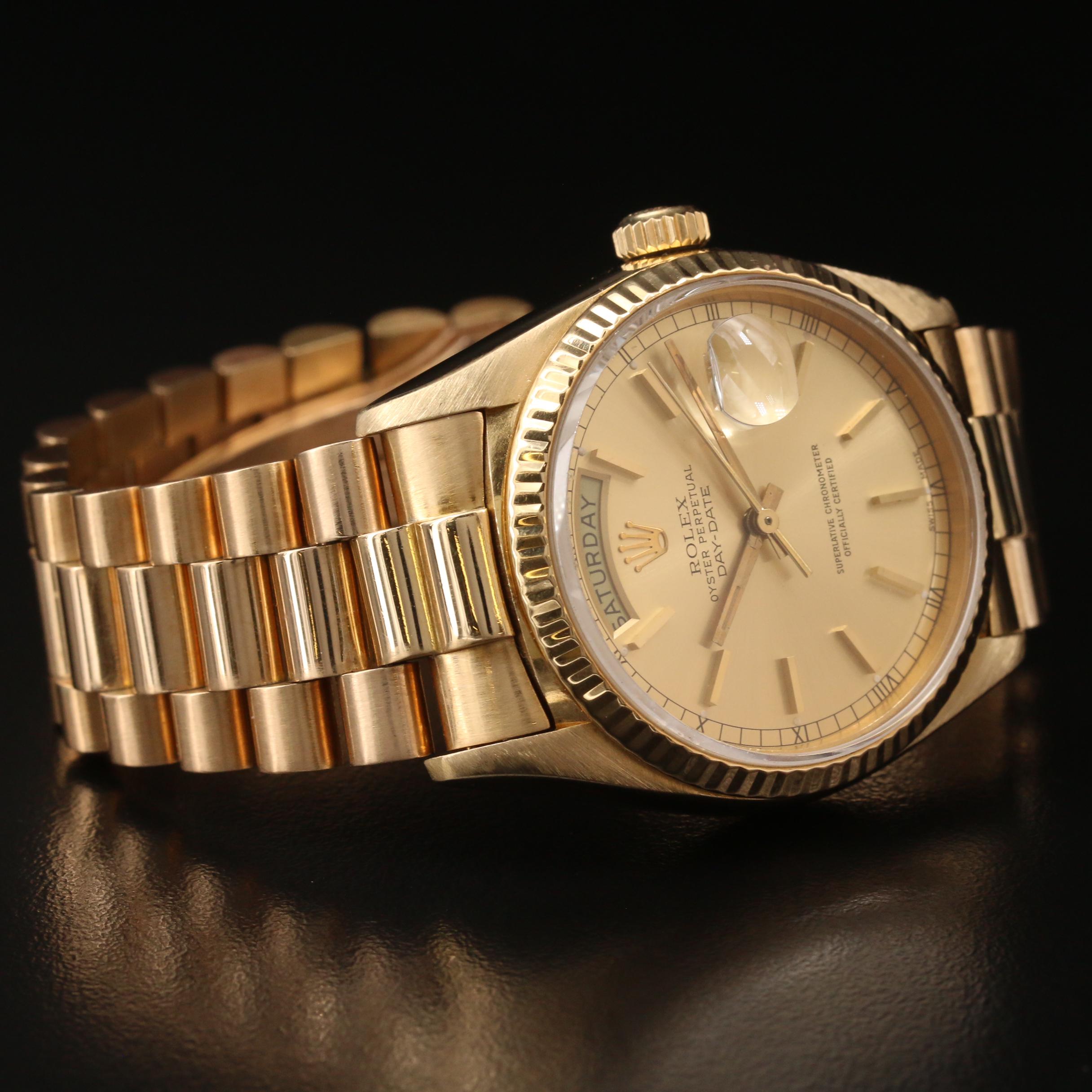 1990 Rolex Day-Date President 18K Gold Automatic Watch