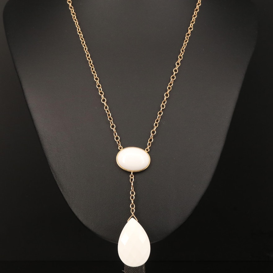 14K Chalcedony Drop Necklace