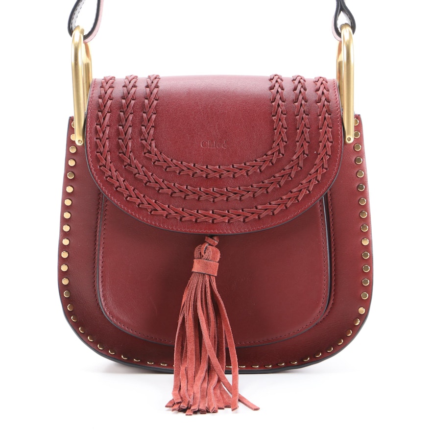 Chloé Hudson Leather Crossbody Bag with Whipstitch Details and Tassel