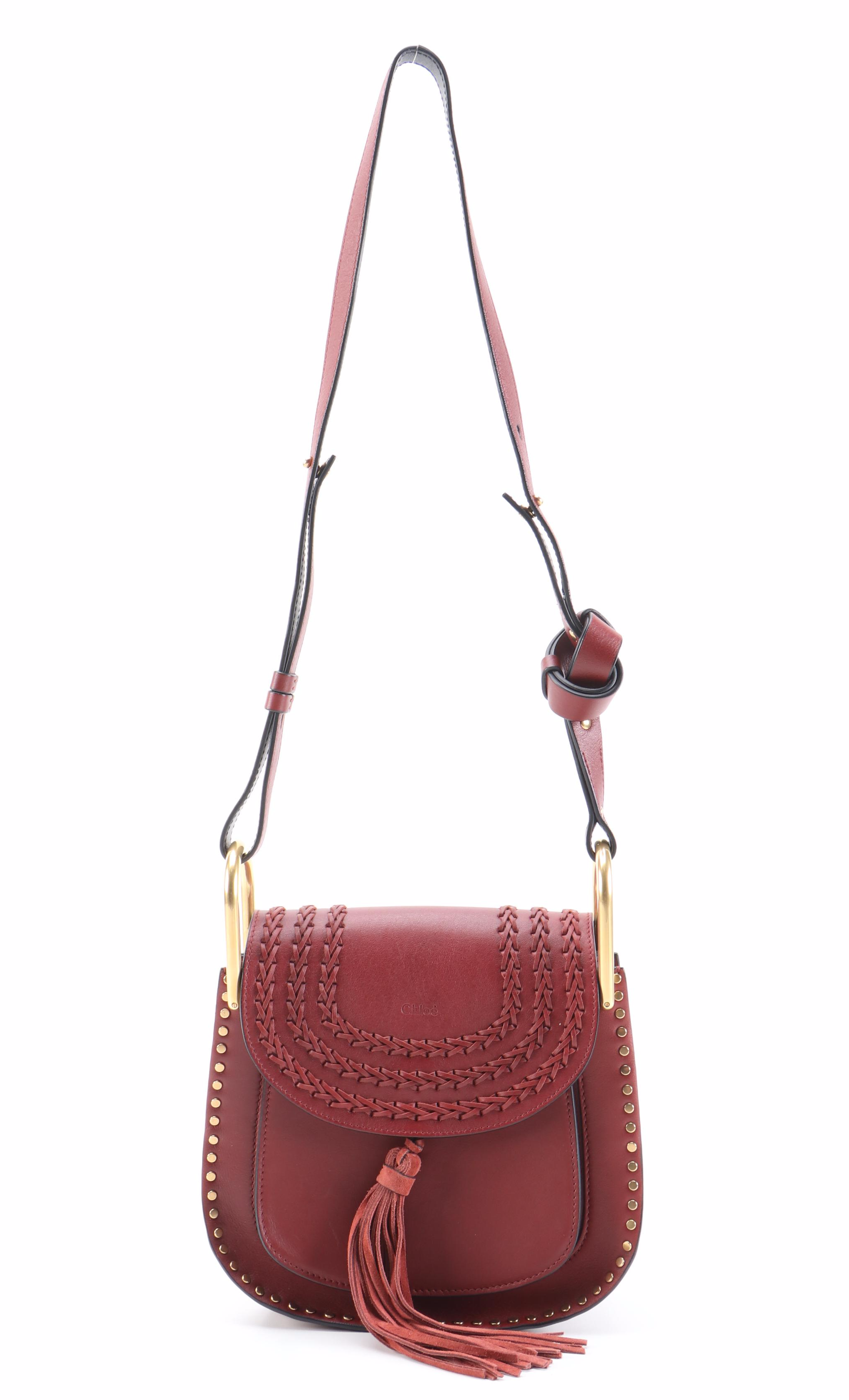 Chloé Hudson Leather Crossbody Bag with Whipstitch Details and Tassel