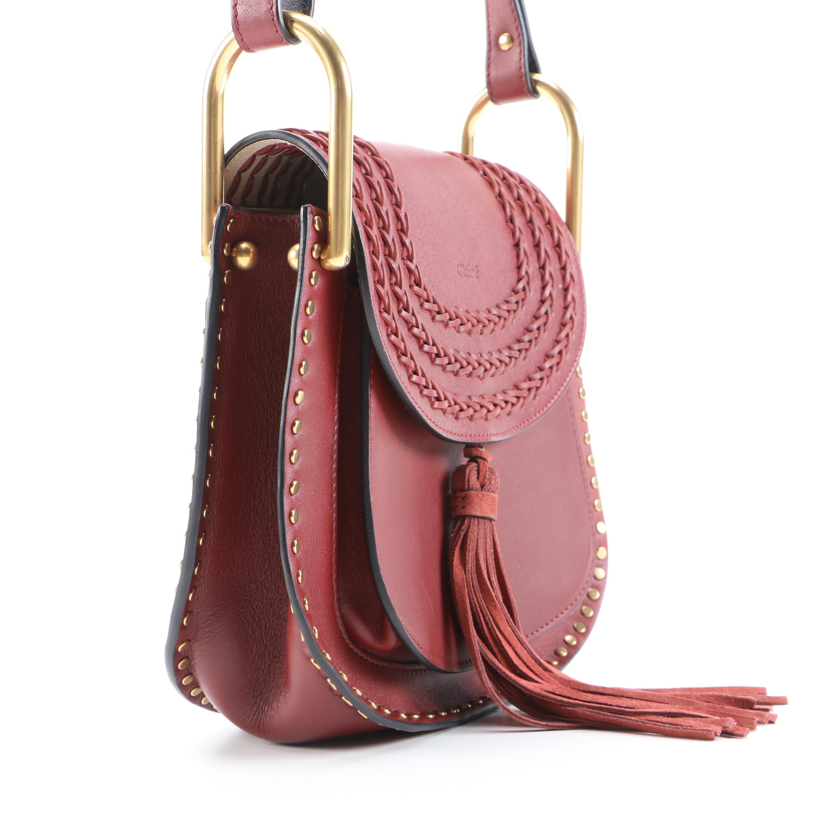 Chloé Hudson Leather Crossbody Bag with Whipstitch Details and Tassel