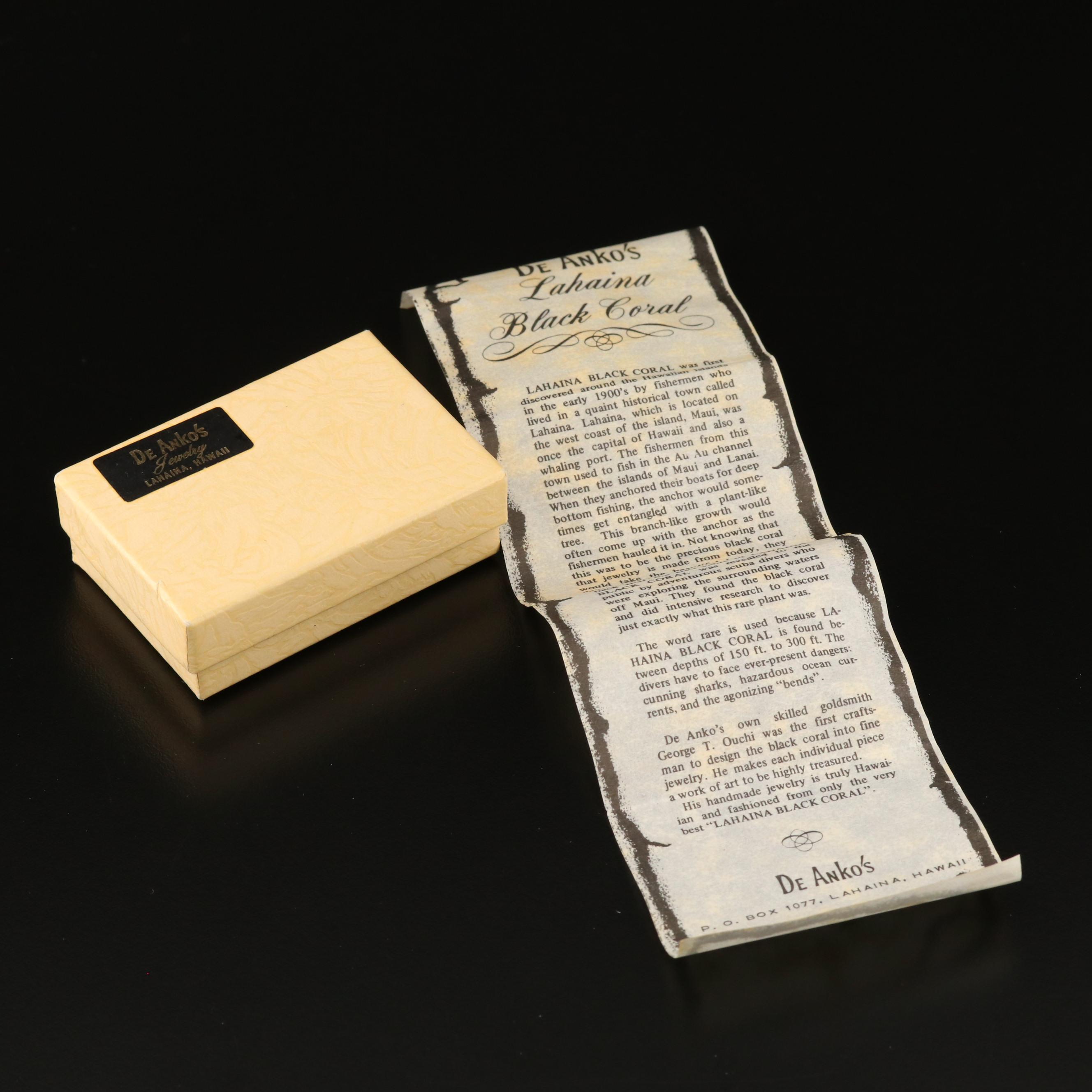 Vintage Marena Handarbeit Black Onyx Brooch with Black Coral Cufflinks