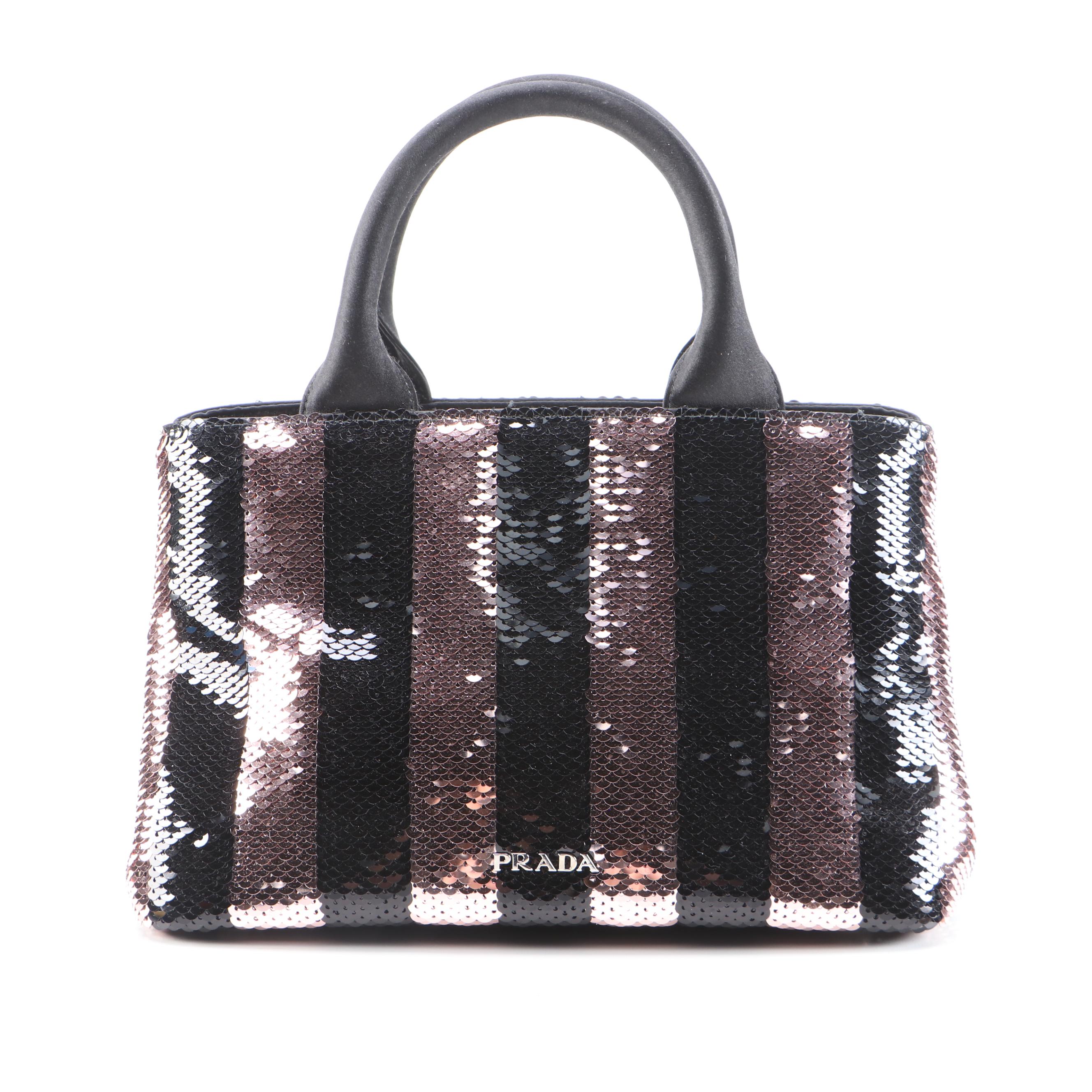 Prada Mini Sequined Canapa Convertible Tote