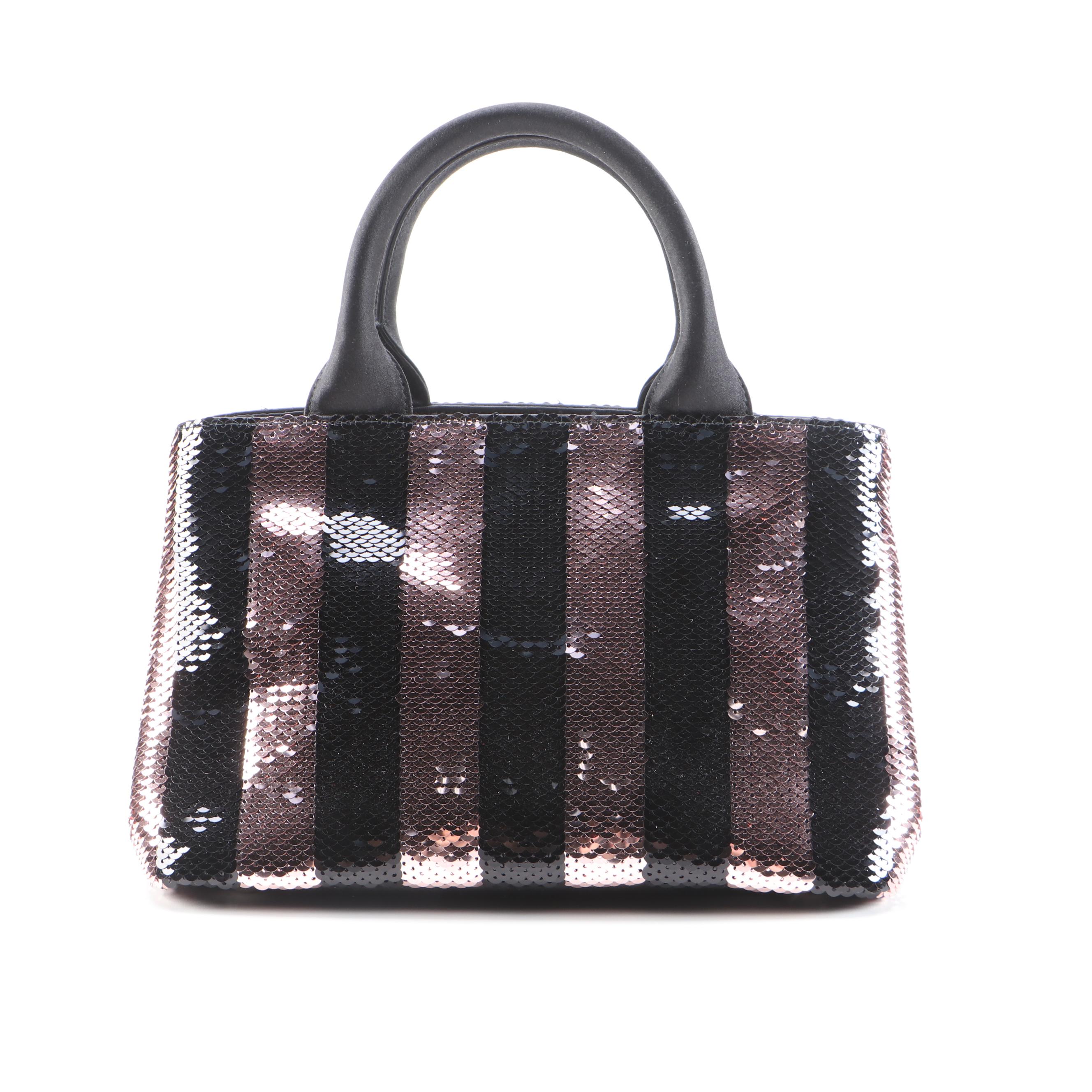 Prada Mini Sequined Canapa Convertible Tote