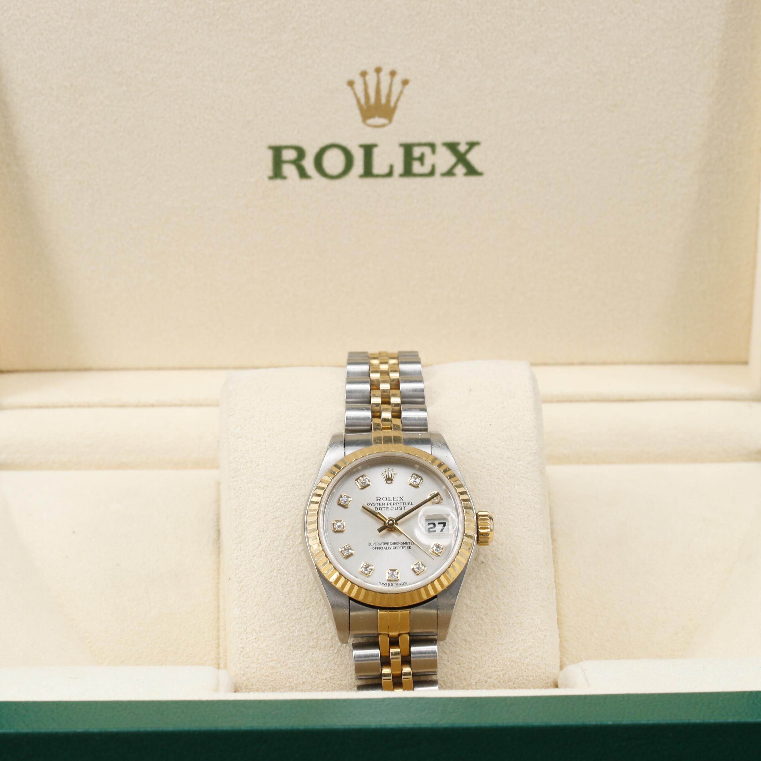 Rolex Datejust 18K and Stainless Steel Watch with Factory Diamond Dial