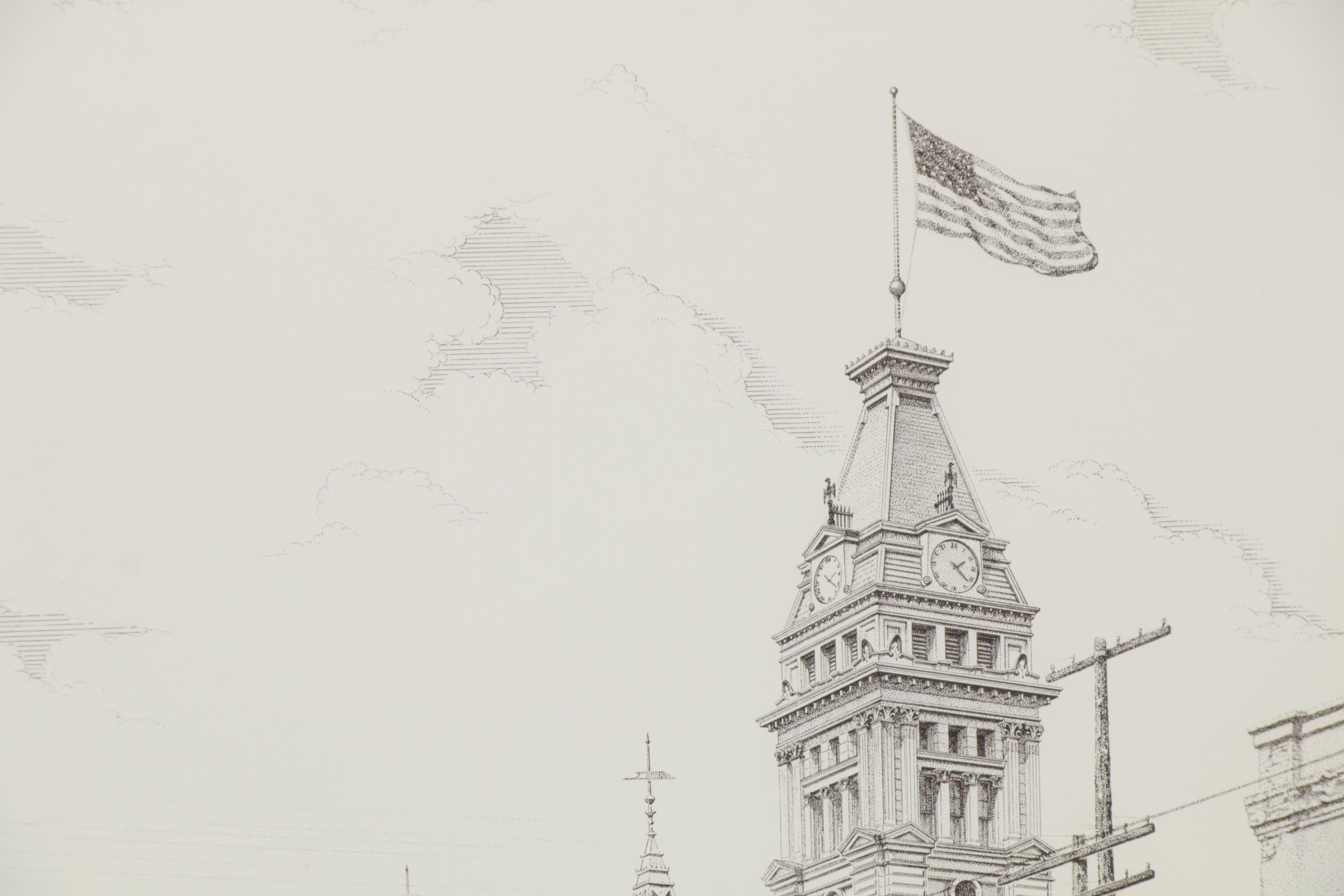 Charles Ciccarelli Giclée "Interurban and Courthouse, Ann Arbor," 20th Century