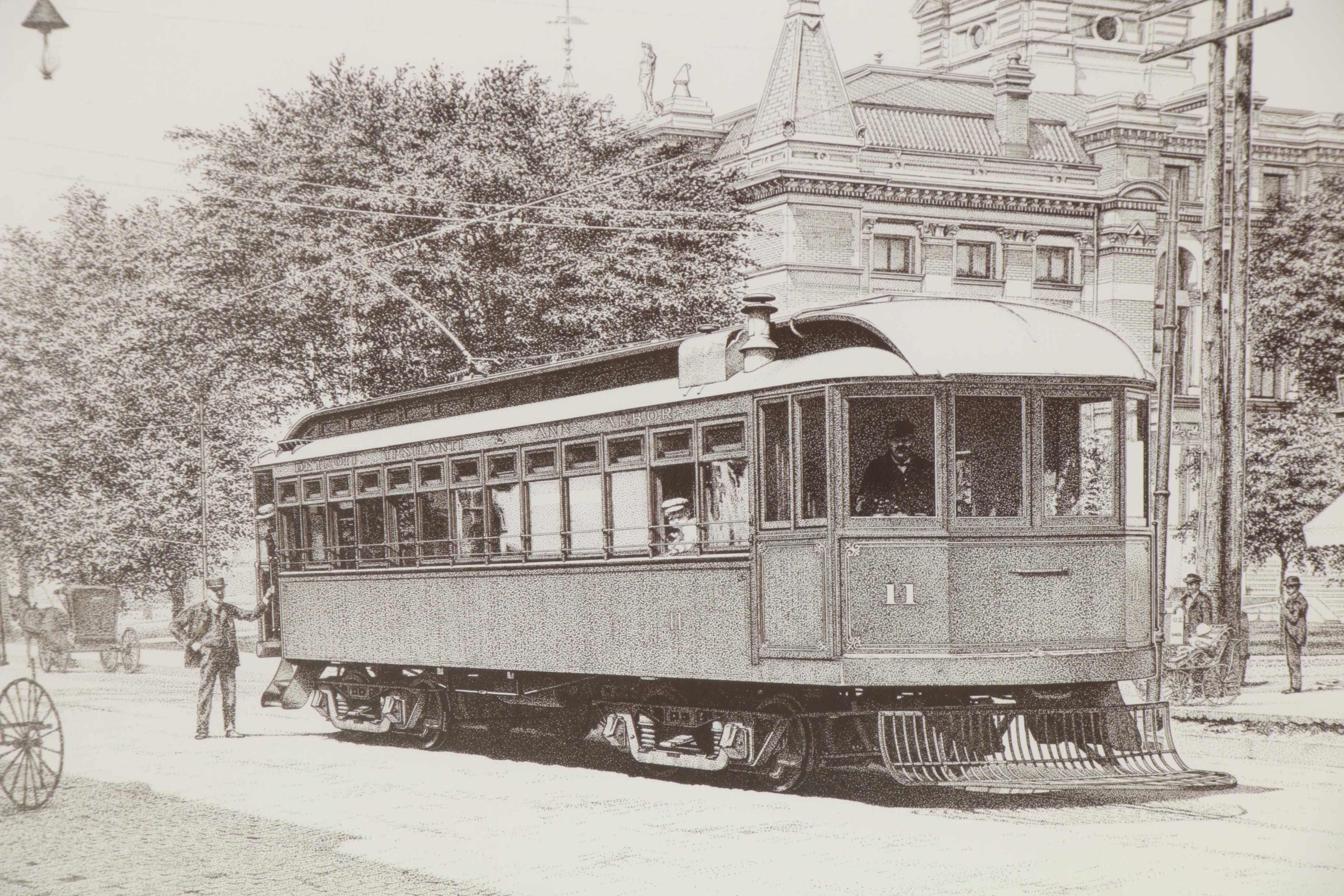 Charles Ciccarelli Giclée "Interurban and Courthouse, Ann Arbor," 20th Century