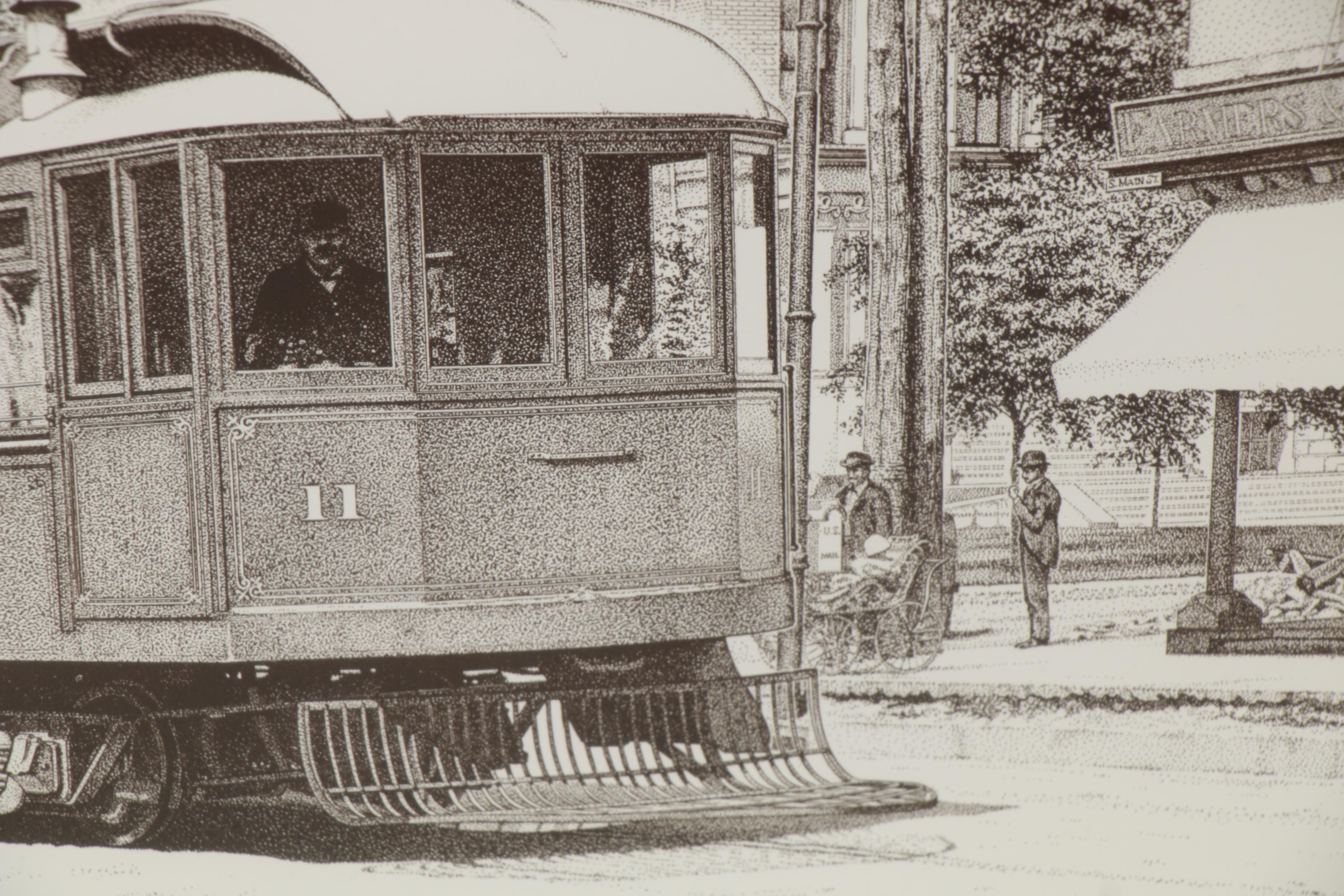 Charles Ciccarelli Giclée "Interurban and Courthouse, Ann Arbor," 20th Century
