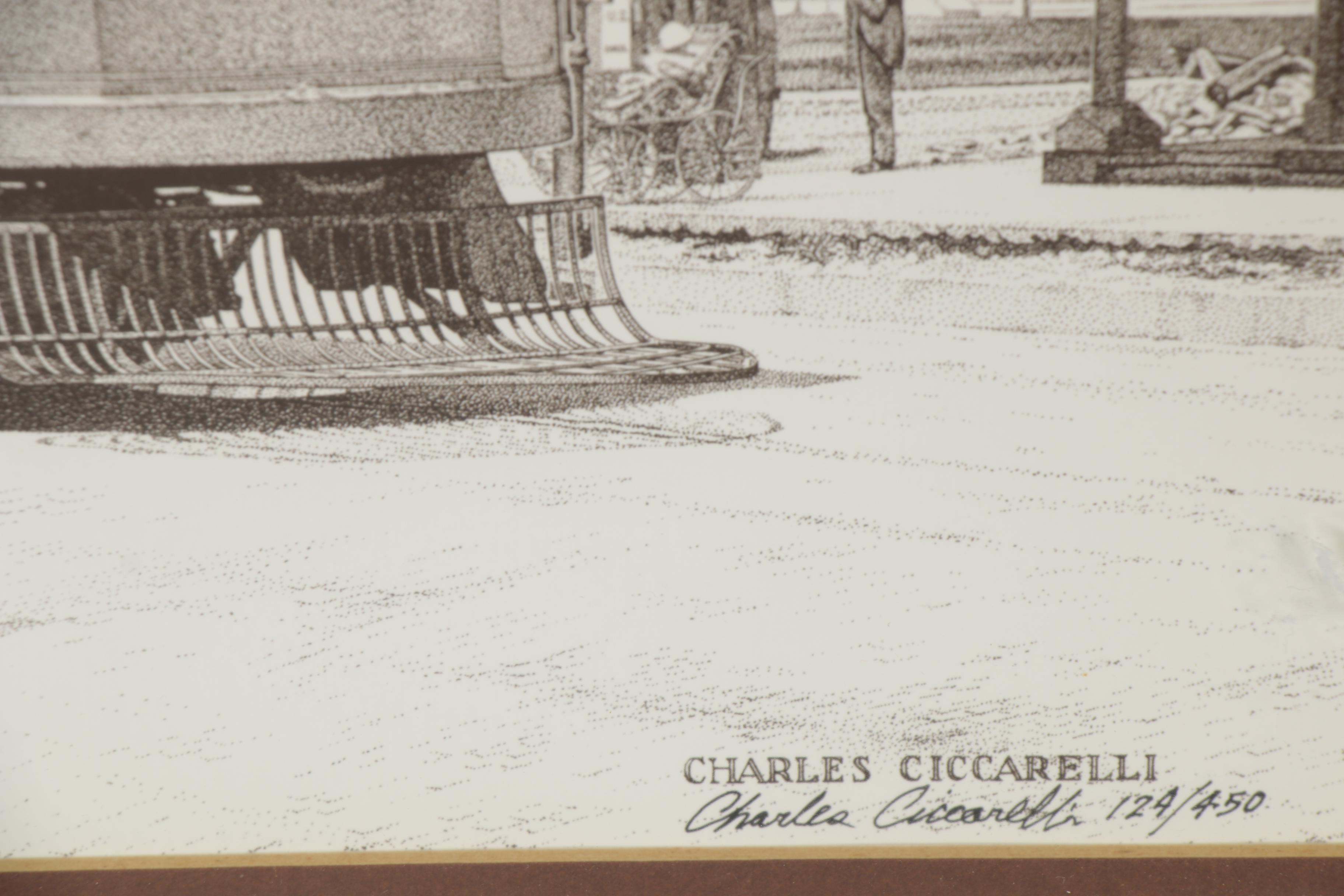 Charles Ciccarelli Giclée "Interurban and Courthouse, Ann Arbor," 20th Century