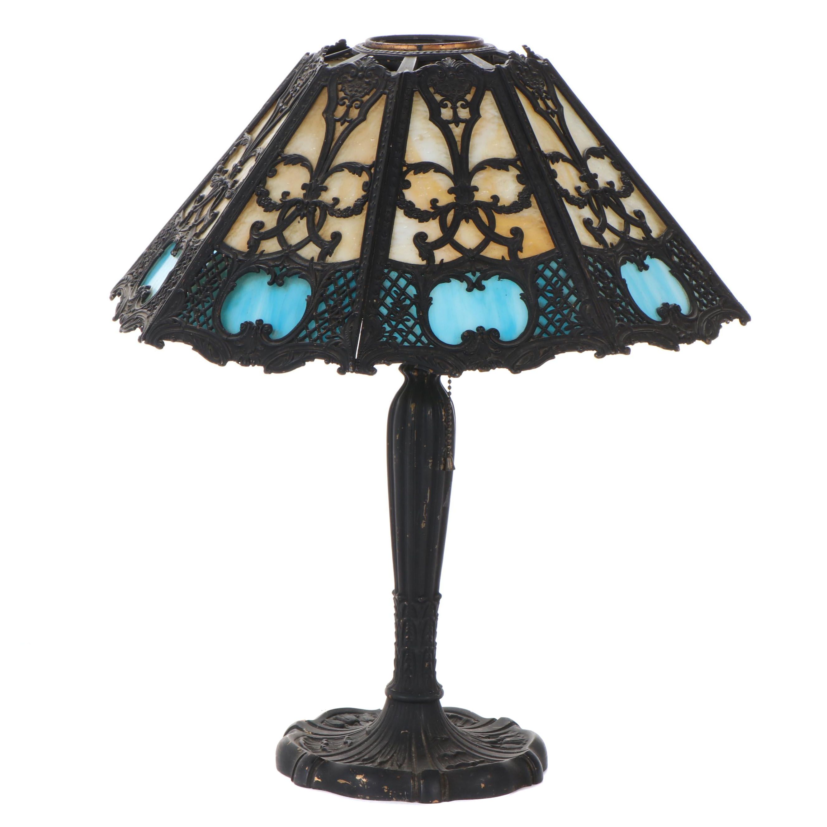 Miller Lamp Company Slag Glass Pattern No. 232 Table Lamp, Early 20th C