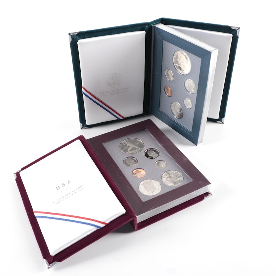 1990 and 1992 US Mint Prestige Coin Sets