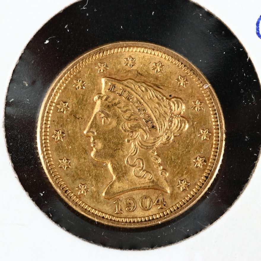 Low Mintage 1904 Liberty Head $2.50 Gold Quarter Eagle
