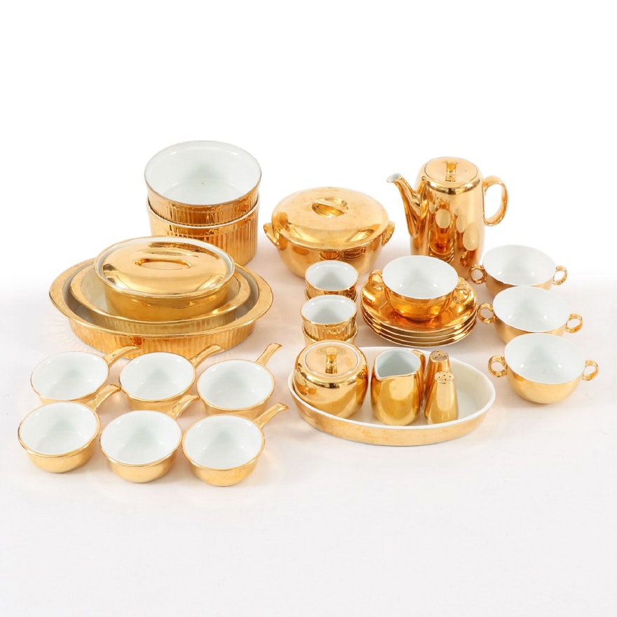 Royal Worcester "Lustre Gold" Bakeware with Other Tea Service and Tableware