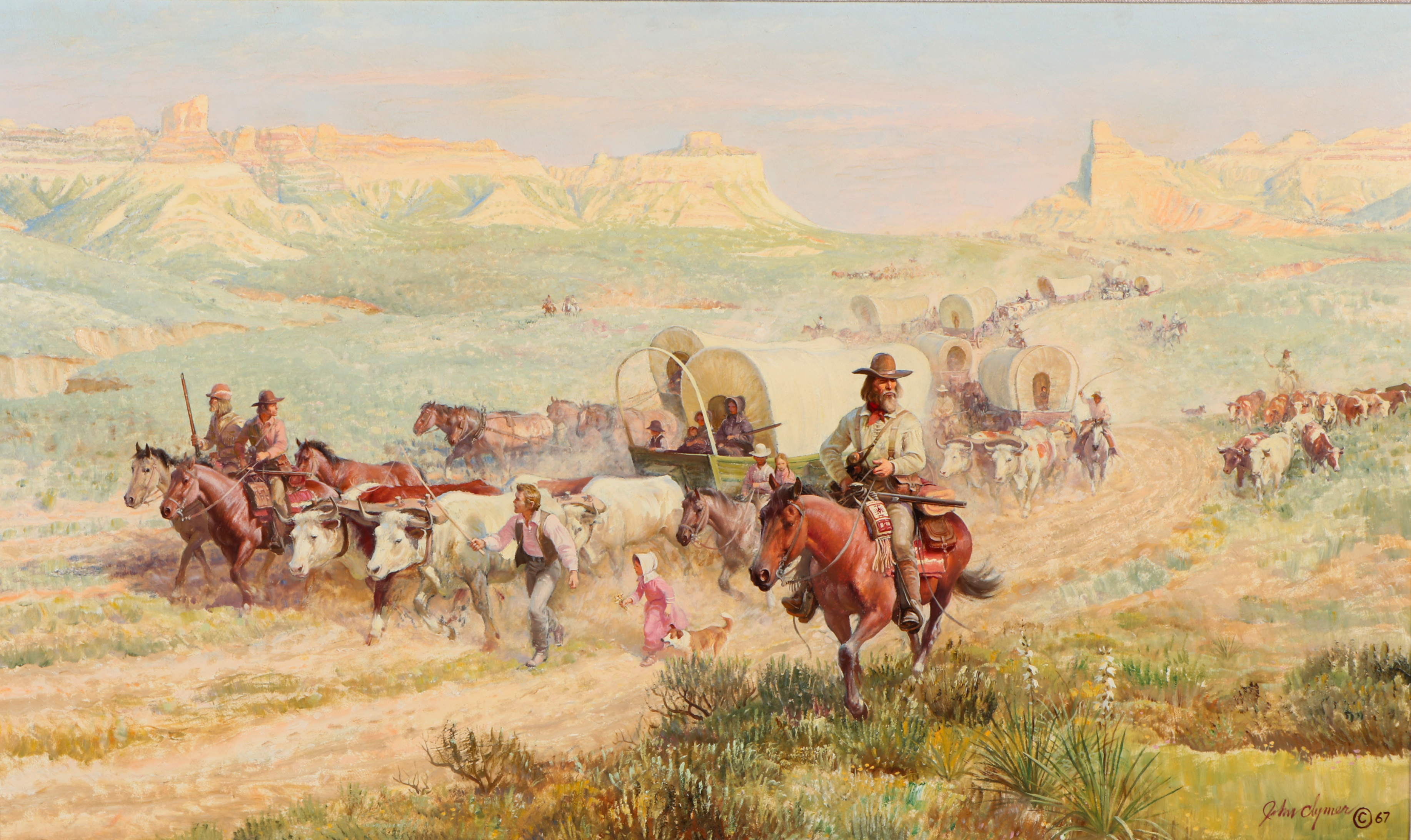 John F. Clymer Oil Painting "The Oregon Trail," 1967