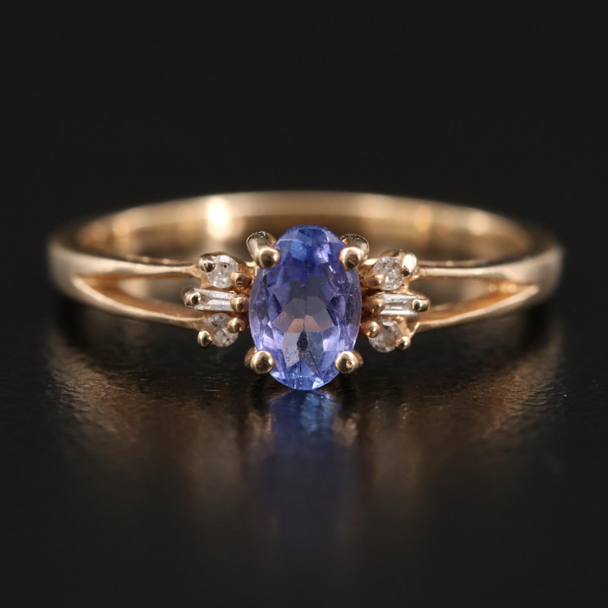 10K Tanzanite and Diamond  Ring