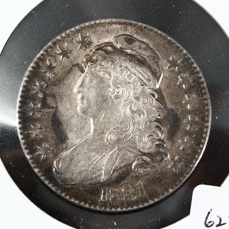 1831 Capped Bust Silver Half Dollar, Lettered Edge