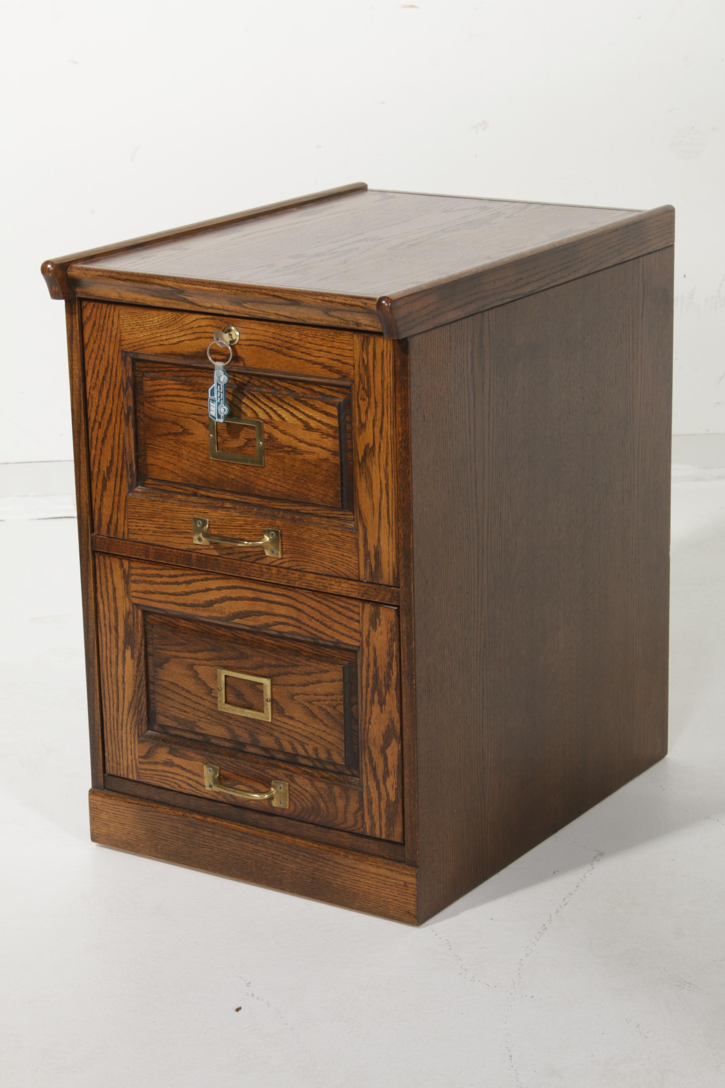 Postmaster Oak Roll Top Desk with File Cabinet, Mid to Late 20th Century
