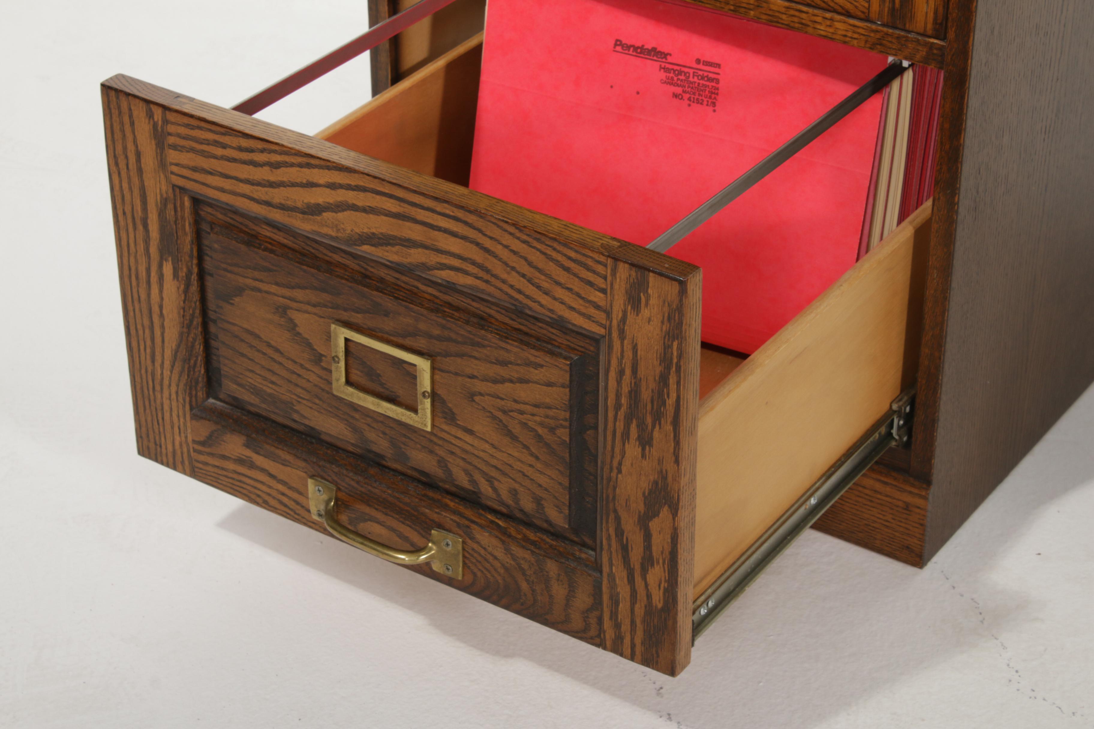 Postmaster Oak Roll Top Desk with File Cabinet, Mid to Late 20th Century