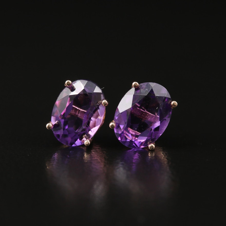 14K Amethyst Stud Earrings