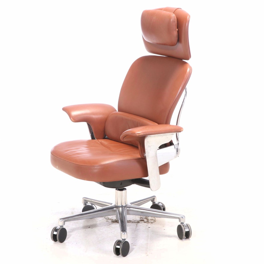 Coach Leather Upholstered Steelcase Executive Office Chair