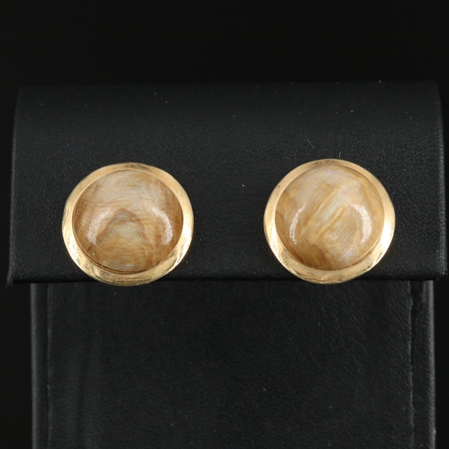 14K Calcareous Concretion Stud Earrings