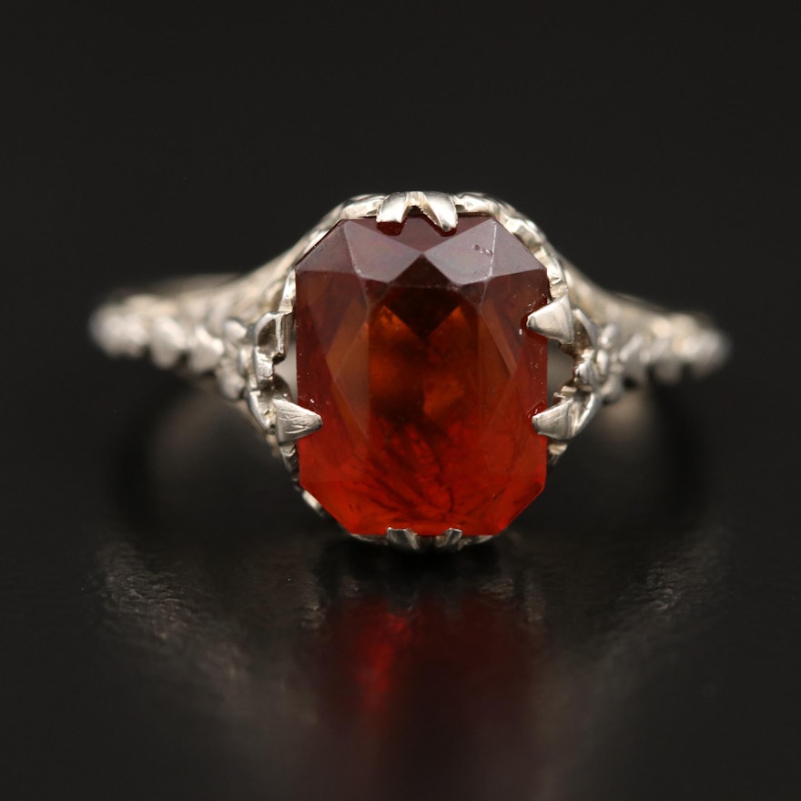 Edwardian 18K Citrine Solitaire Ring
