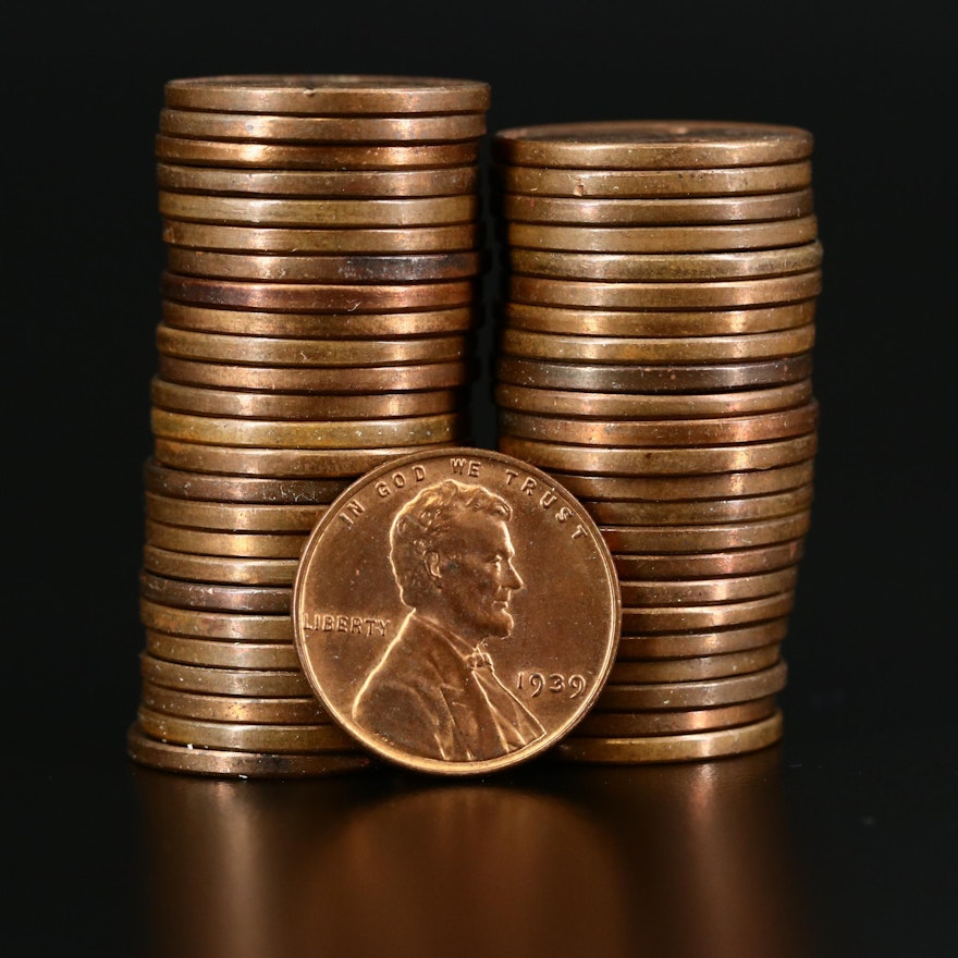 Forty-Nine Lincoln Wheat Cents, 1939